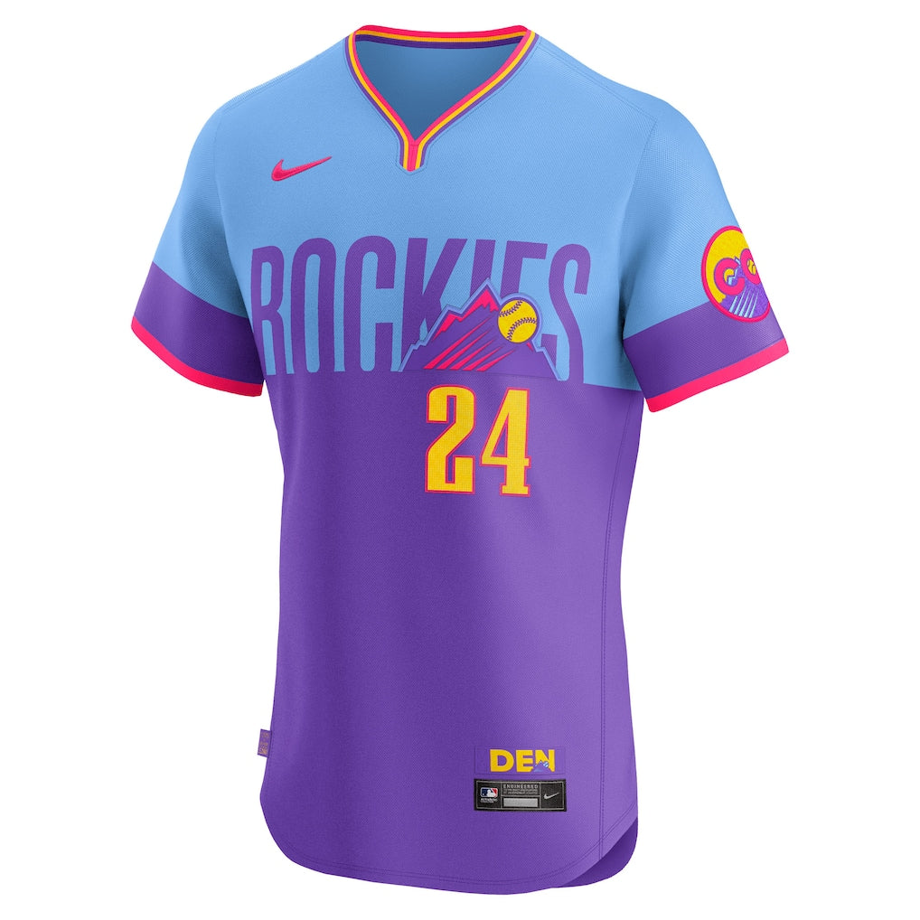 Ryan McMahon Colorado Rockies Nike 2025 City Connect Elite Player Jersey - Purple/Light Blue - Image 3