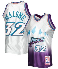 Karl Malone Utah Jazz 1996/97 Hardwood Classics 75th Anniversary Swingman Jersey - Platinum