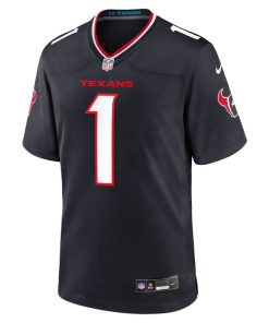 Alternative view of Houston Texans Nike #1 Dad Game Jersey - Navy