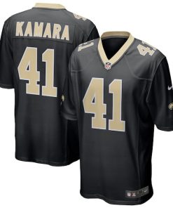 Alternative view of Alvin Kamara New Orleans Saints Nike Game Jersey - Black/White