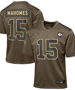 Patrick Mahomes Kansas City Chiefs Nike Youth 2025 Salute to Service Game Jersey - Olive