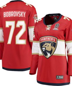 Sergei Bobrovsky Florida Panthers  Women's 2025 Stanley Cup Champions Breakaway Jersey - Red