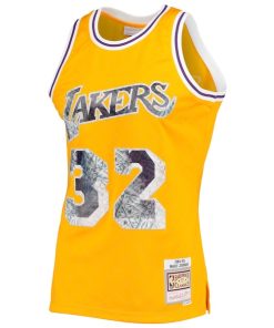 Alternative view of Magic Johnson Los Angeles Lakers 1984/85 Hardwood Classics NBA 75th Anniversary Diamond Swingman Jersey - Gold