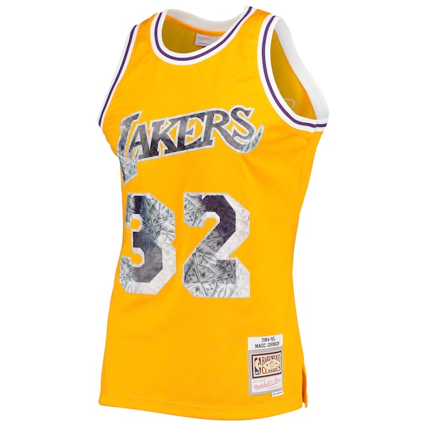 Magic Johnson Los Angeles Lakers 1984/85 Hardwood Classics NBA 75th Anniversary Diamond Swingman Jersey - Gold - Image 2