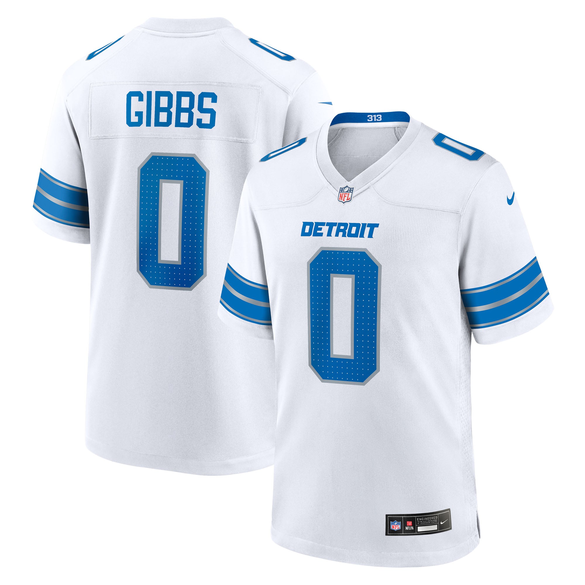 Jahmyr Gibbs Detroit Lions Nike Game Player Jersey - Blue/White/Black - Image 7