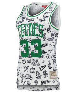 Alternative view of Larry Bird Boston Celtics Women's 1985 Doodle Swingman Jersey - White
