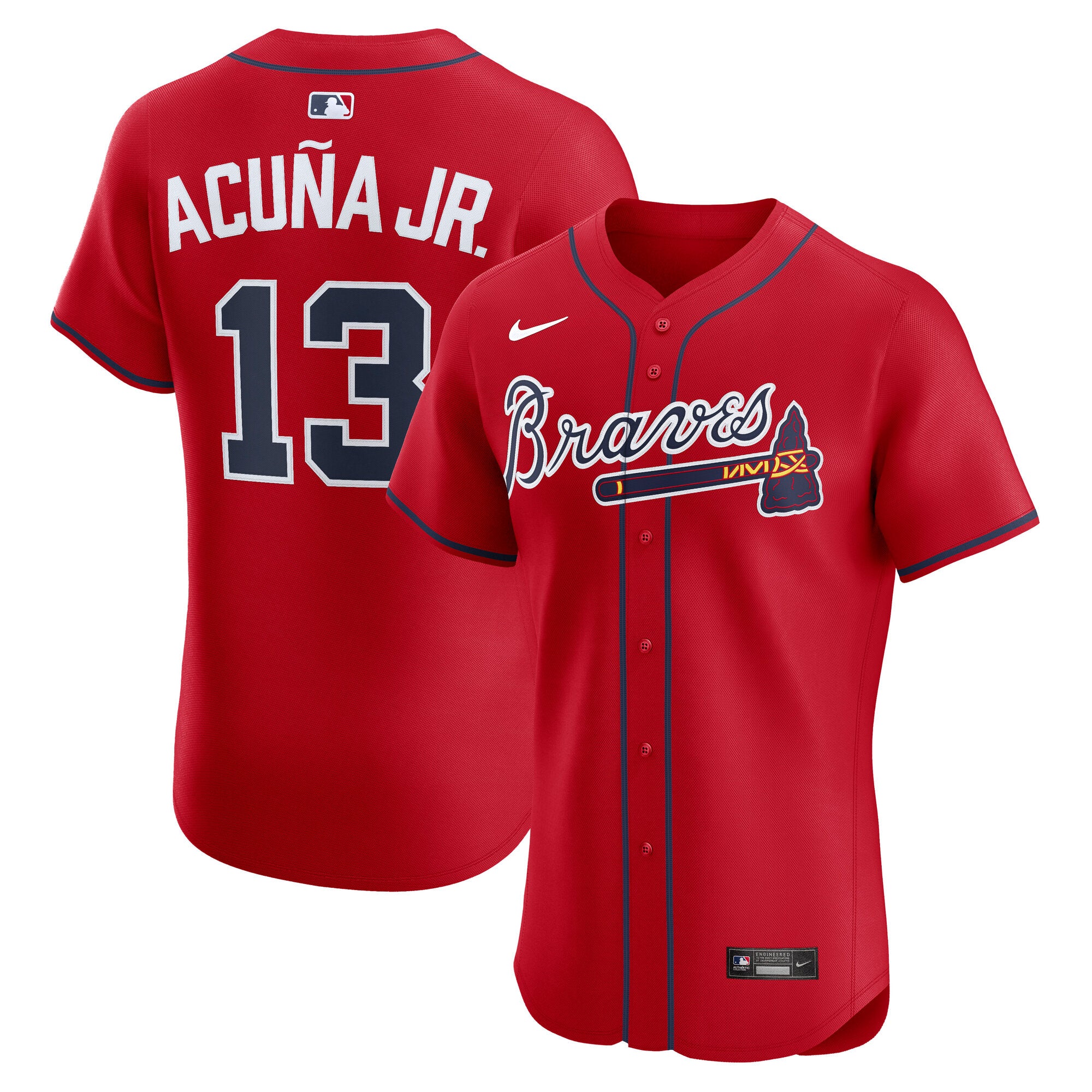Ronald Acu?a Jr. Atlanta Braves Nike Alternate Elite Jersey - Navy/White/Red - Image 6