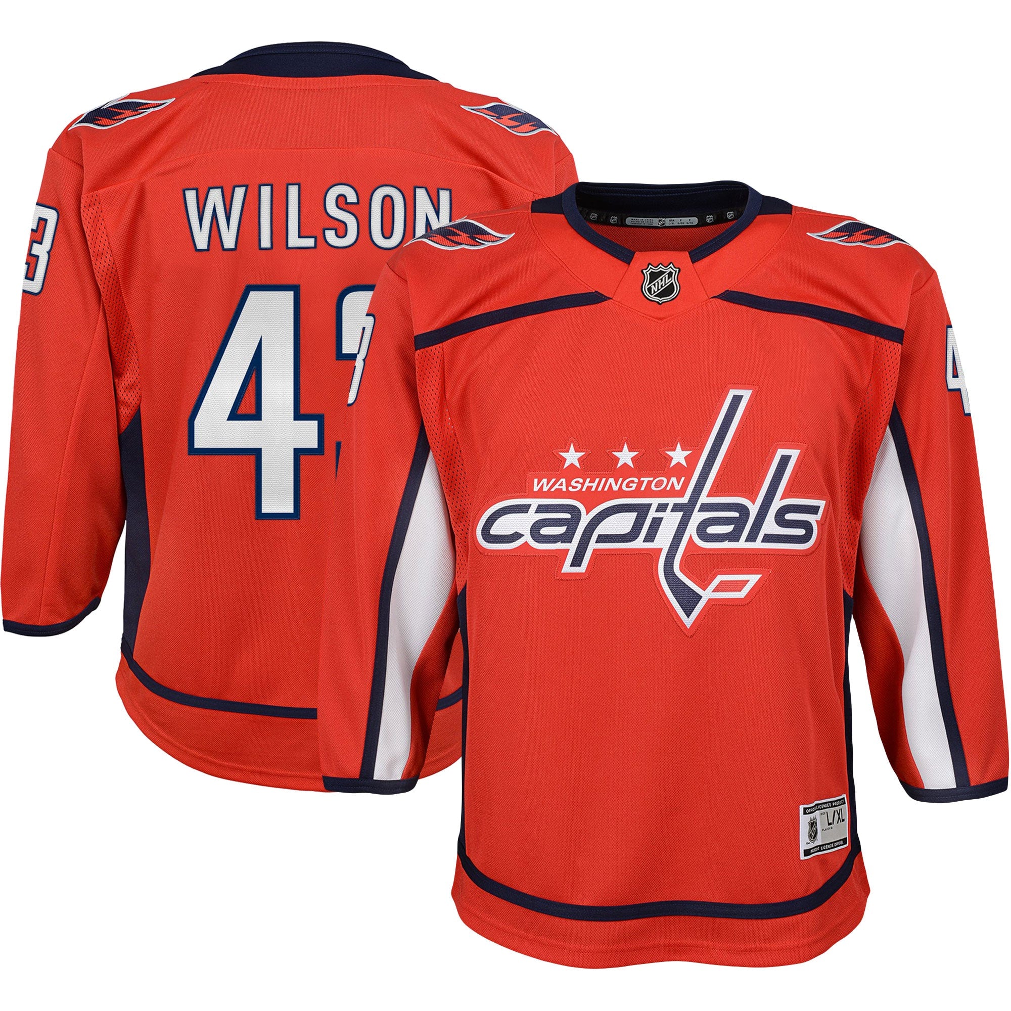 Tom Wilson Washington Capitals Youth Alternate 50th Anniversary Premier Player Jersey - Black/Red/Navy - Image 4