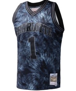 Alternative view of Muggsy Bogues Charlotte Hornets Hardwood Classics 1992/93 Tie-Dye Swingman Jersey - Black