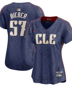 Shane Bieber Cleveland Guardians Nike Women's 2024 City Connect Limited Jersey - Navy