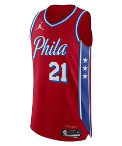 Alternative view of Joel Embiid Philadelphia 76ers Jordan Brand Authentic Player Jersey - Statement Edition - Red