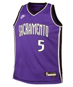 Alternative view of De'Aaron Fox Sacramento Kings Nike Youth 2024/25 Swingman Jersey - Purple - Classic Edition