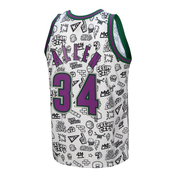 Ray Allen Milwaukee Bucks 2000/01 Swingman Jersey - White - Image 3