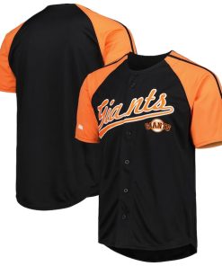 San Francisco Giants Stitches Button-Down Raglan Fashion Jersey - Black