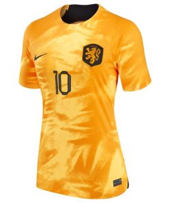Alternative view of Memphis Depay Netherlands National Team Nike Women's 2022/23 Home Breathe Stadium Replica Player Jersey - Orange