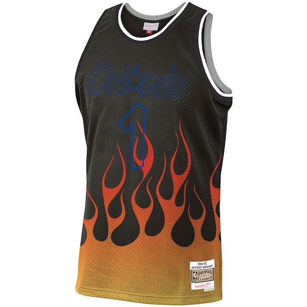 Penny Hardaway Orlando Magic 1994/95 Hardwood Classics Flames Swingman Jersey - Black - Image 2