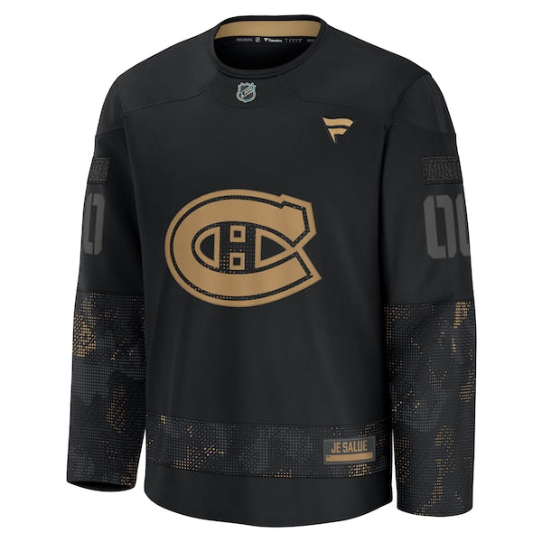 Montreal Canadiens 2024 Military Appreciation Personalized Long Sleeve Practice Jersey - Black - Image 2