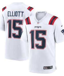 Ezekiel Elliott New England Patriots Nike Game Player Jersey - White/Navy/Red