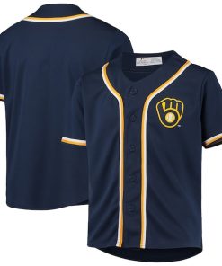Youth Navy Milwaukee Brewers MLB Team Jersey