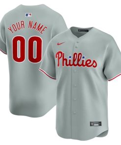 Philadelphia Phillies Nike Away Limited Custom Jersey - Gray