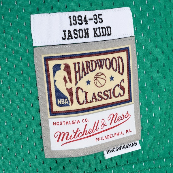Jason Kidd Dallas Mavericks Hardwood Classics 1994/95 Split Swingman Jersey - Blue/Green - Image 4
