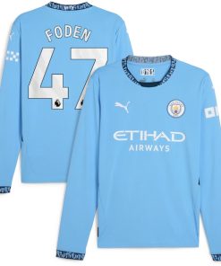 Phil Foden Manchester City Puma 2024/25 Home Replica Long Sleeve Player Jersey - Light Blue