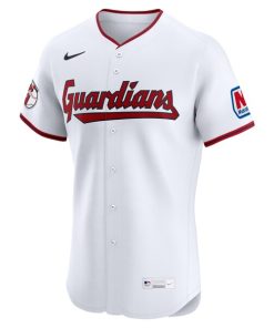 Alternative view of Cleveland Guardians Nike Home Elite Sponsor Patch Custom Jersey - White
