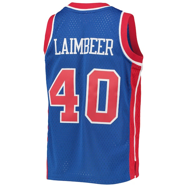 Bill Laimbeer Detroit Pistons Youth 1988/89 Hardwood Classics Swingman Jersey - Blue - Image 3