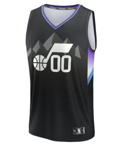 Alternative view of Utah Jazz  Youth Fast Break Custom Replica Jersey - Black  - Statement Edition