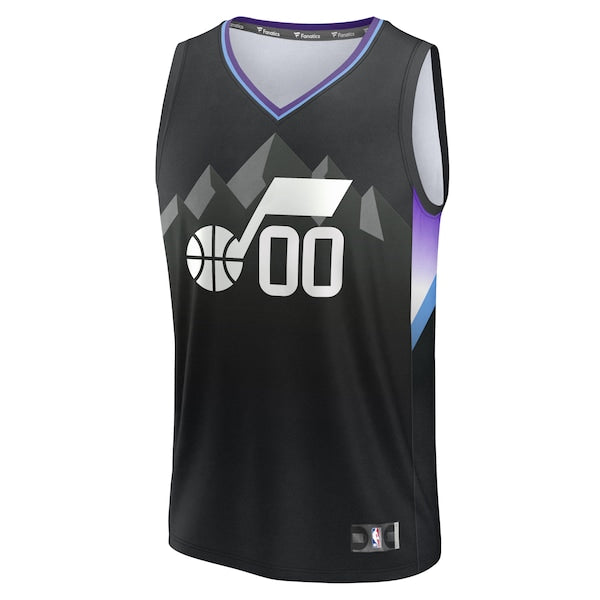 Utah Jazz Youth Fast Break Custom Replica Jersey - Black - Statement Edition - Image 2