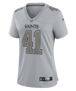 Alternative view of Alvin Kamara New Orleans Saints Nike Women's Atmosphere Fashion Game Jersey - Gray