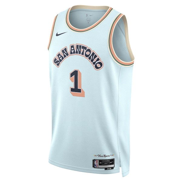 Victor Wembanyama San Antonio Spurs Nike Unisex 2024/25 Swingman Player Jersey - City Edition - Light Blue - Image 2