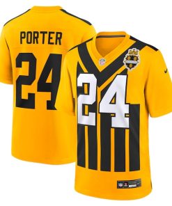 Alternative view of Joey Porter Jr. Pittsburgh Steelers Nike Alternate 1933 Throwback Game Jersey - Gold/Black