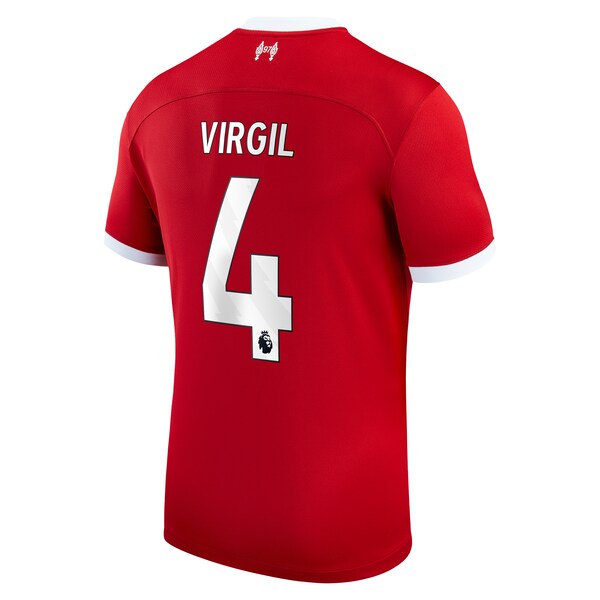 Virgil Van Dijk Liverpool Nike 2023/24 Home Replica Player Jersey - Red/White - Image 5