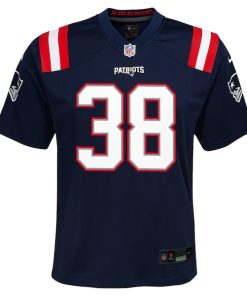 Alternative view of Rhamondre Stevenson New England Patriots Nike Youth Team Player Game Jersey - Navy