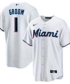 Miami Marlins Nike #1 Groom Home Replica Jersey - White