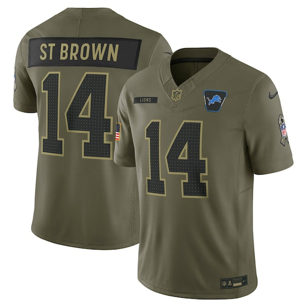 Amon-Ra St. Brown Detroit Lions Nike 2025 Salute to Service Limited Jersey - Olive