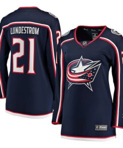 Isac Lundestrom Columbus Blue Jackets  Women's Home Breakaway Jersey - Navy