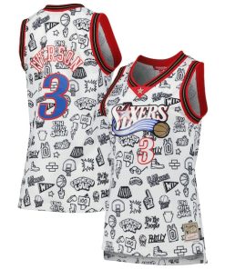 Allen Iverson Philadelphia 76ers Women's 2000 Doodle Swingman Jersey - White