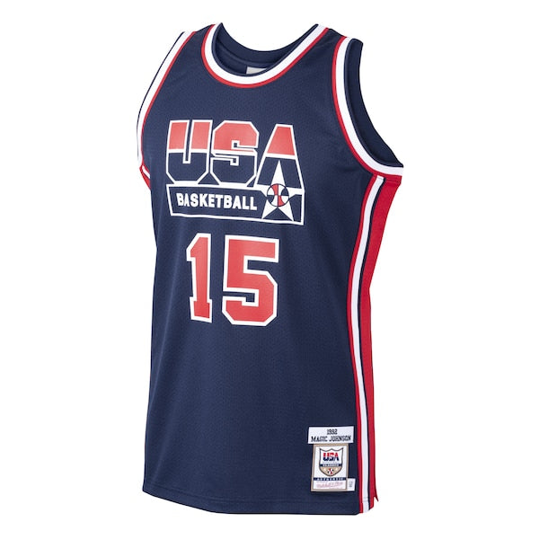 Magic Johnson USA Basketball 1992 Dream Team Authentic Jersey - Navy - Image 2