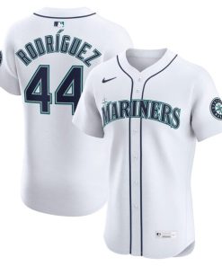 Alternative view of Julio Rodr¨ªguez Seattle Mariners Nike Home Elite Jersey - White/Cream/Teal