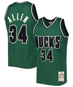 Ray Allen Milwaukee Bucks 2000/01 Hardwood Classics Off-Court Swingman Jersey - Hunter Green