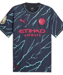 Alternative view of Juli¨¢n ¨¢lvarez Manchester City Puma 2023/24 Third Authentic Player Jersey - Navy