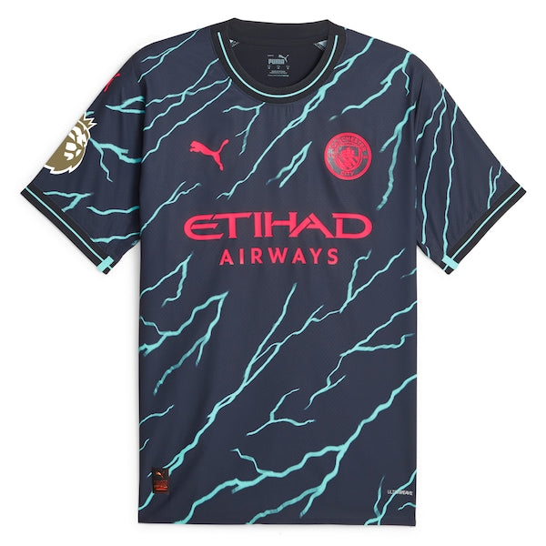 Juli¨¢n ¨¢lvarez Manchester City Puma 2023/24 Third Authentic Player Jersey - Navy - Image 2