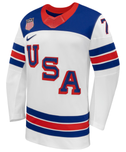 Alternative view of Brady Tkachuk USA Hockey Nike 2026 Away Replica Jersey - White