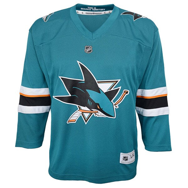 San Jose Sharks Youth Home Replica Blank Jersey - Teal - Image 2