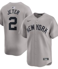 Alternative view of Derek Jeter New York Yankees Nike Away Limited Player Jersey - Gray/White