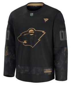 Alternative view of Minnesota Wild  2024 Military Appreciation Personalized Long Sleeve Practice Jersey - Black