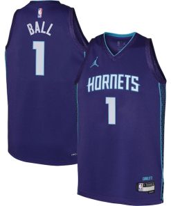 LaMelo Ball Charlotte Hornets Jordan Brand Youth Swingman Jersey - Statement Edition - Purple