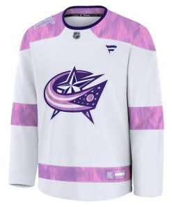 Alternative view of Columbus Blue Jackets  Hockey Fights Cancer Practice Jersey - White